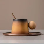 Rock Yellow Ceramic Coffee Mug Gift Set with Saucer & Spoon